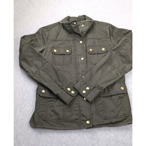 J.Crew Women's SM Downtown Field Jacket Mossy Brown/Green Utility Waxed Cotton